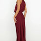 Vireous Summer Silk Satin Sleeveless Long Dress, Draped Bodice