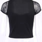 Women's Vintage Goth Bodycon Bandage Lace Mesh Top in Black