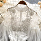 Lace See-Through Puff-Sleeve Vintage Fashion Blouse