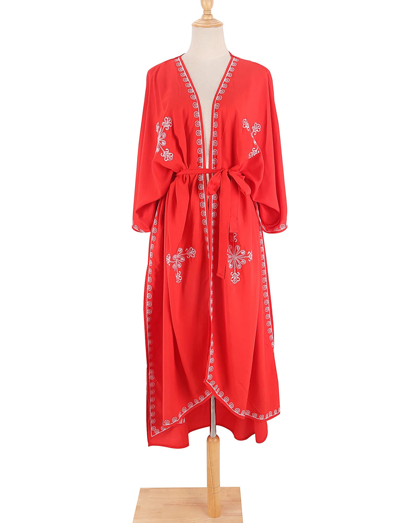 Loose Beach Kimono Cardigan Swimsuit Cover Up with Embroidery