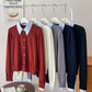 Vireous French-Style Polo Collar Fake-Two Piece Cardigan