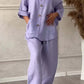 Women's Plus-Size Cotton Linen Two Piece Casual Suit