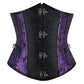 Faux Leather Underbust Corset, Goth Burlesque Corset with Embroidery, Plus Sizes