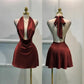 Vireous Satin Party Mini Dress, Open Back Summer Evening Wear