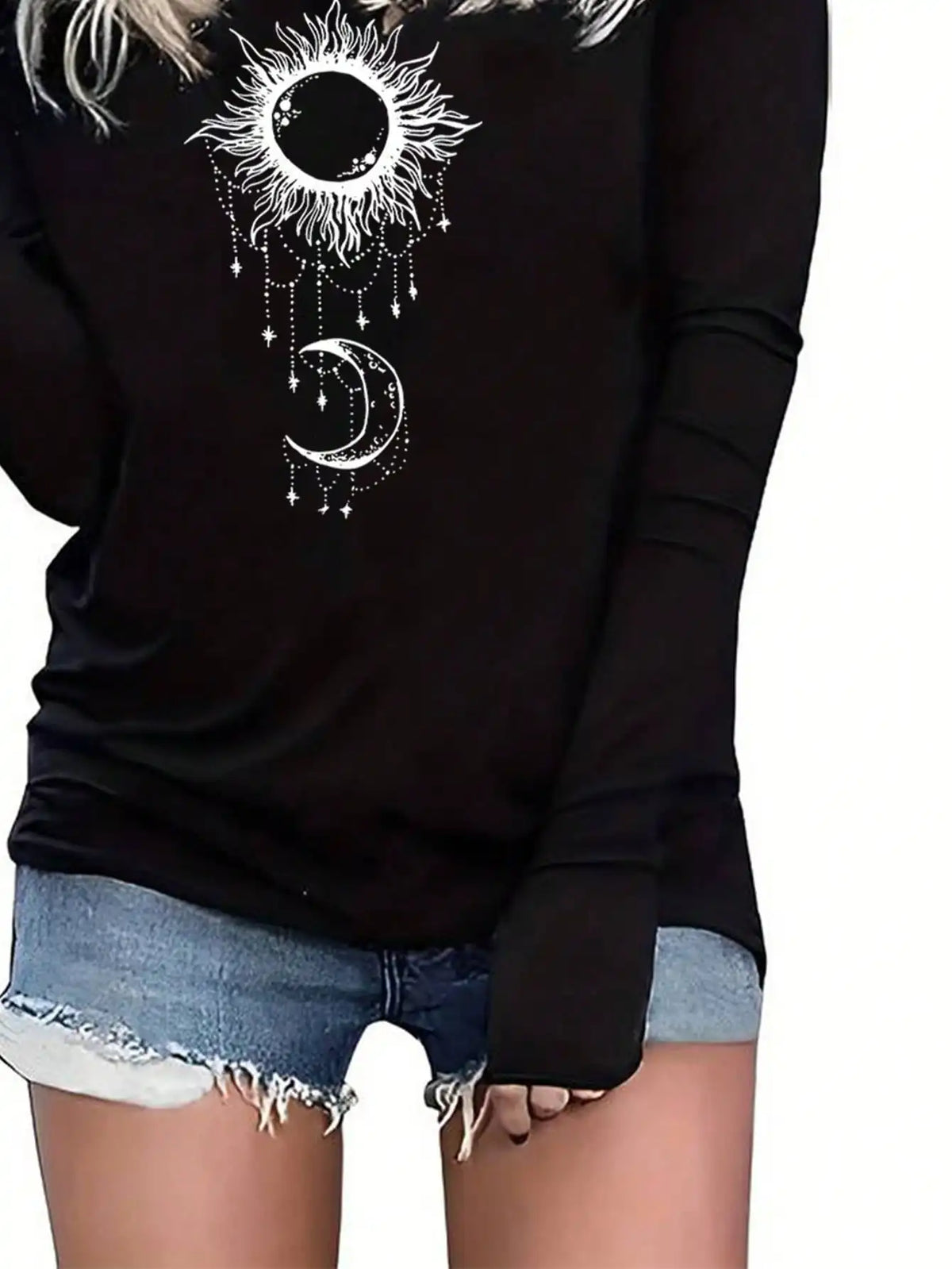 Goth Celestial Eclipse Women's Hoodie in Black