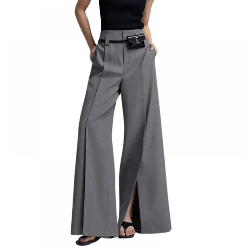 Women's Very Wide Leg Urban Pleated Split-Front Trousers