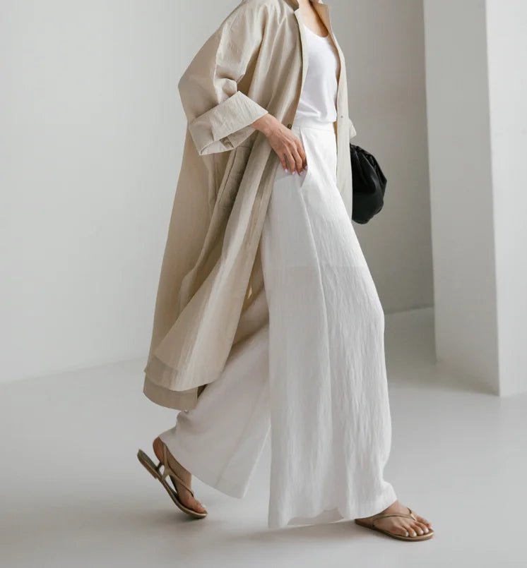 Vireous Cotton and Linen Women's Fashion Casual Loose Shirt Coat