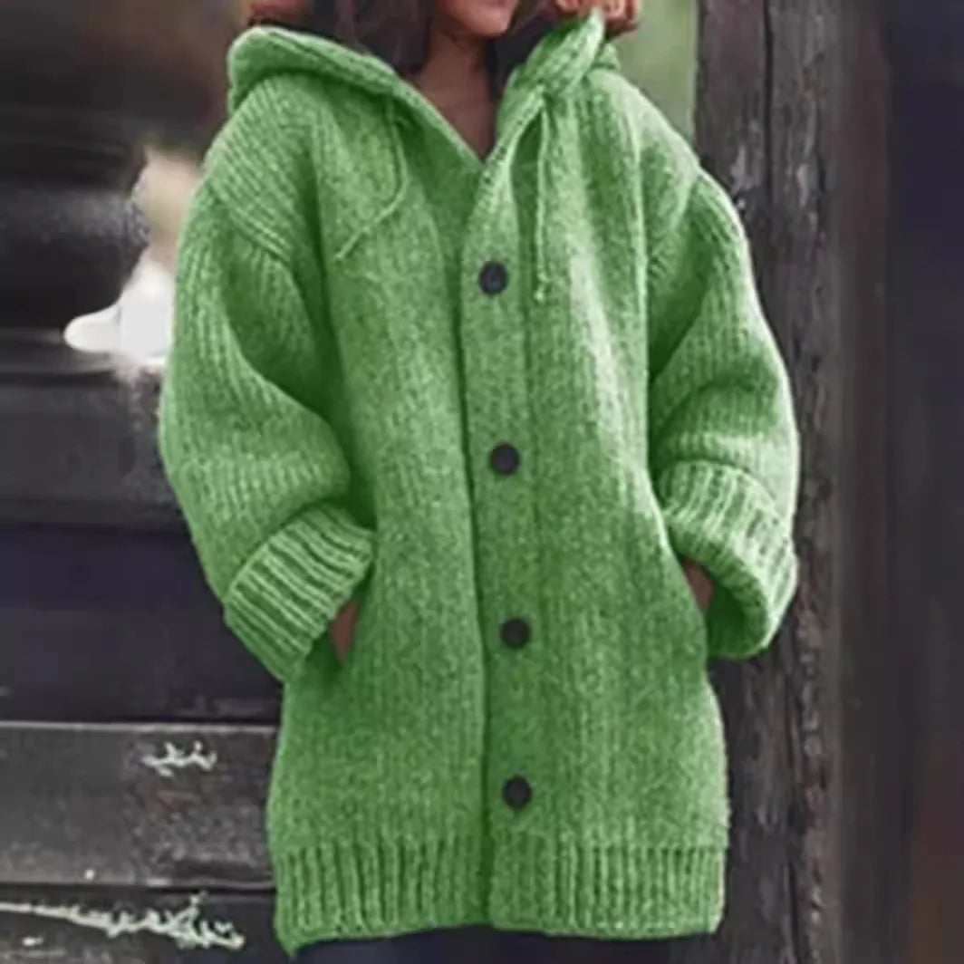 Women's Thick-Knit Hooded Cardigan Wrap Coat, Plus Sizes