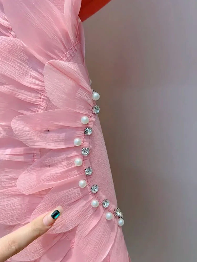 Loose Summer Glam Feather Short-Sleeve Women's Short Dress