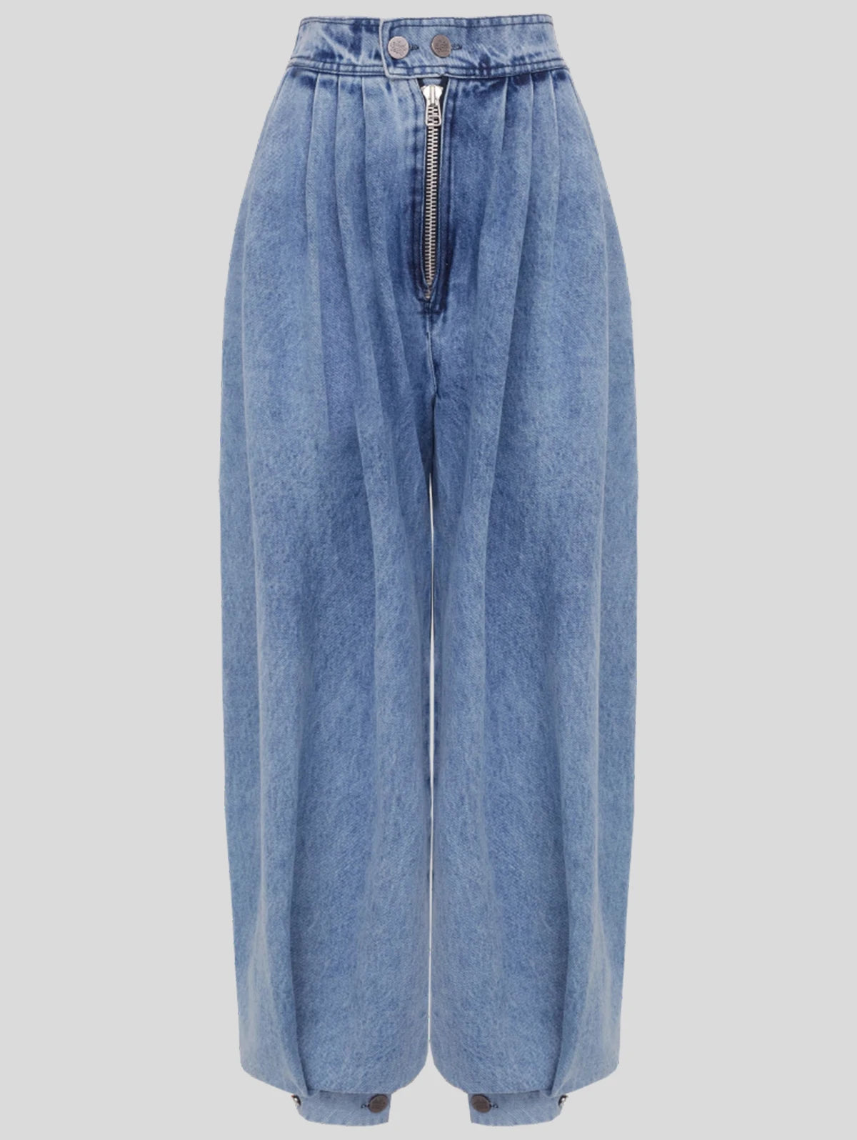 Women's High-Waist Denim Loose Barrel-Cut Jeans, Lantern Pants