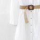 Vireous French Country-Style Pure Cotton White Midi Dress