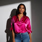 Vireous Luxury Soft Satin Women's Classic Shirt, Block Colours