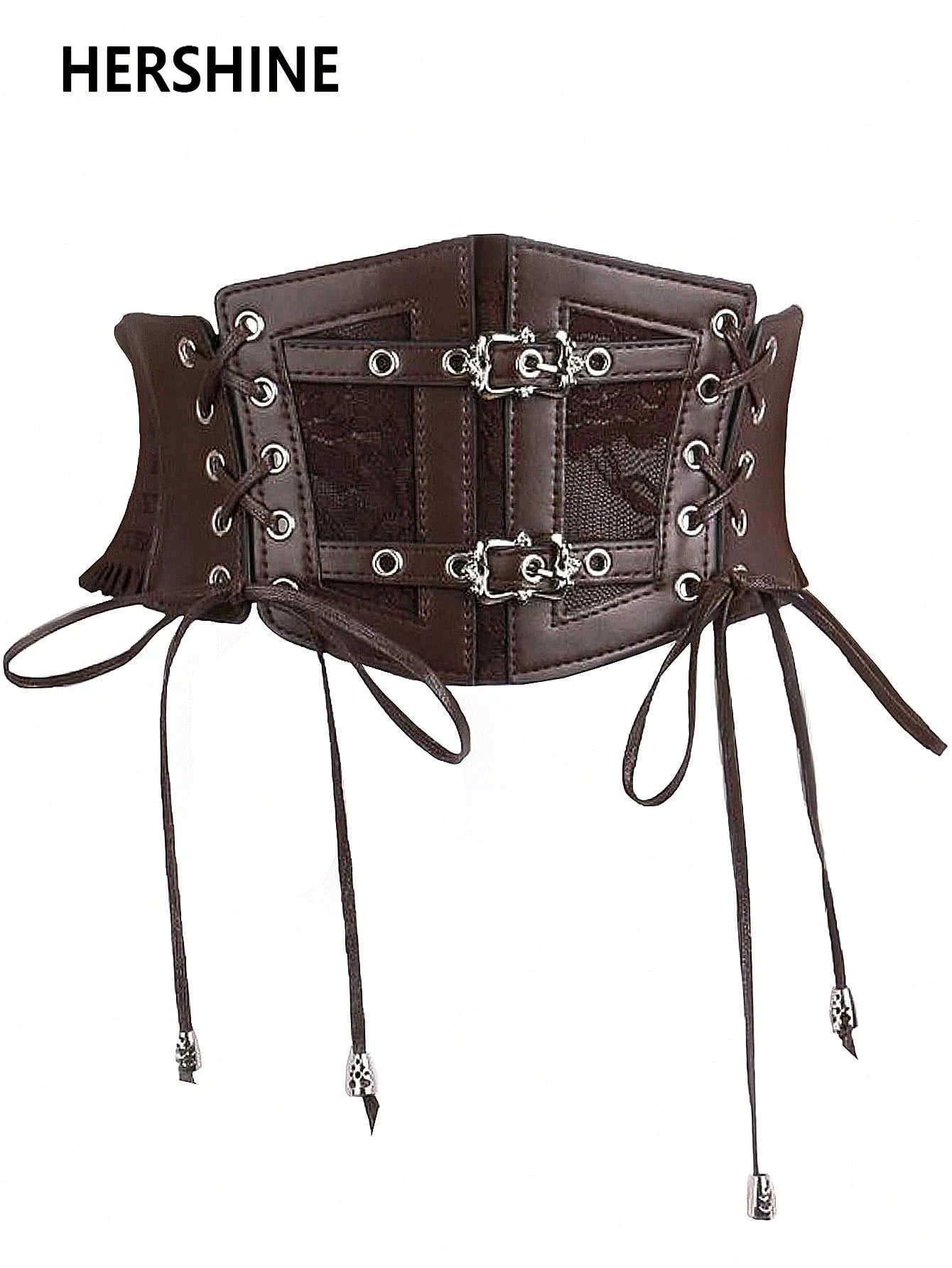 Hershine AltGoth Elastic Wide Waist Belt with Embossing