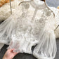Lace See-Through Puff-Sleeve Vintage Fashion Blouse
