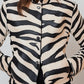 Vireous Women's Faux Leather Zebra Stripes Jacket, Spring and Autumn Collection
