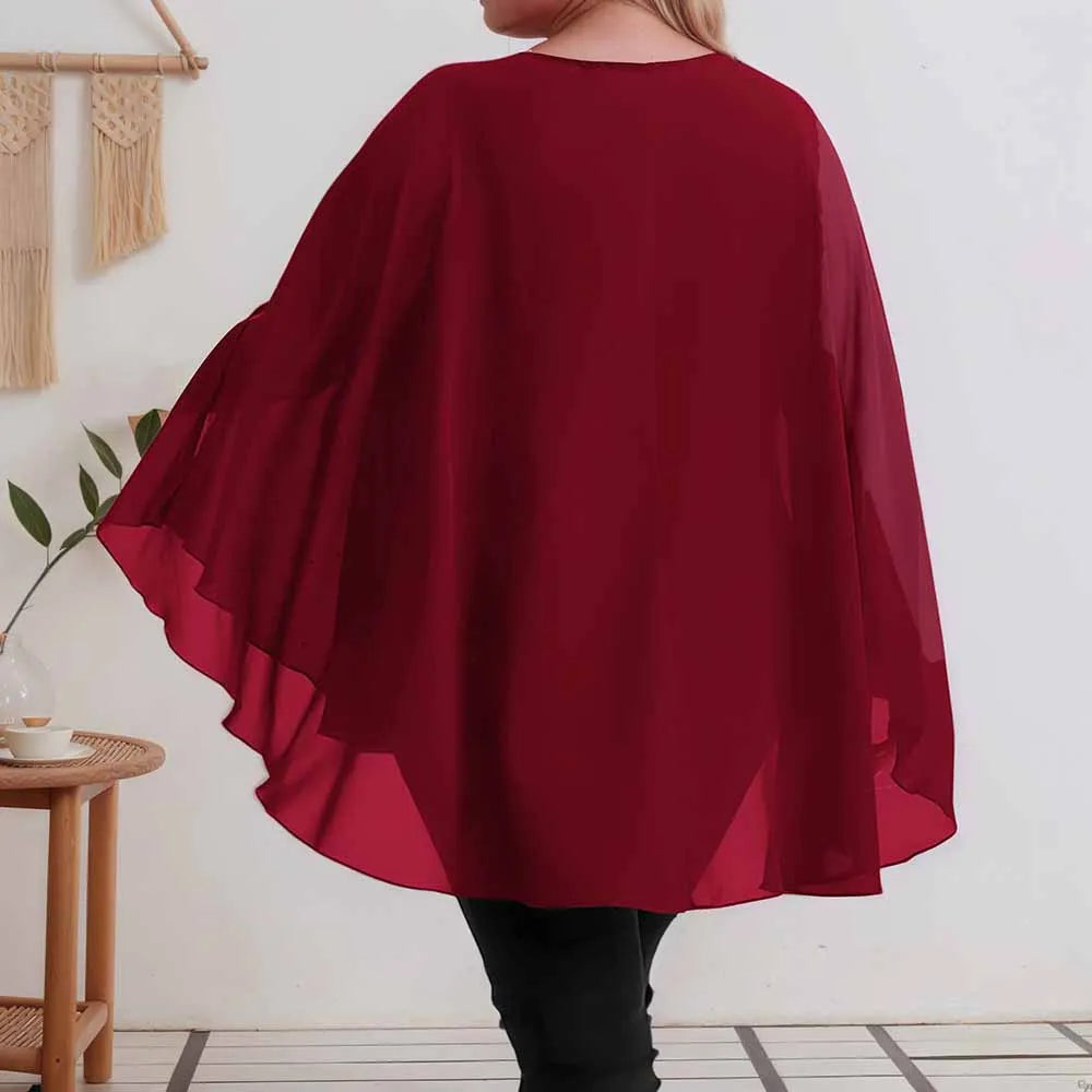 Women's Lightweight Sparkling Split-Sleeve Over-Size Blouse, Plus Sizes