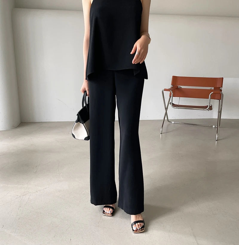 Vireous Simple Two-Piece Women's Summer Pants Suit