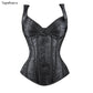 Goth Burlesque Eveningwear Corset, Body Shaper, Bustier, Jacquard Print, Plus Sizes