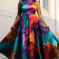 Vireous Floral Abstract Print Tank Dress, Sleeveless Evening Dress, Plus Sizes