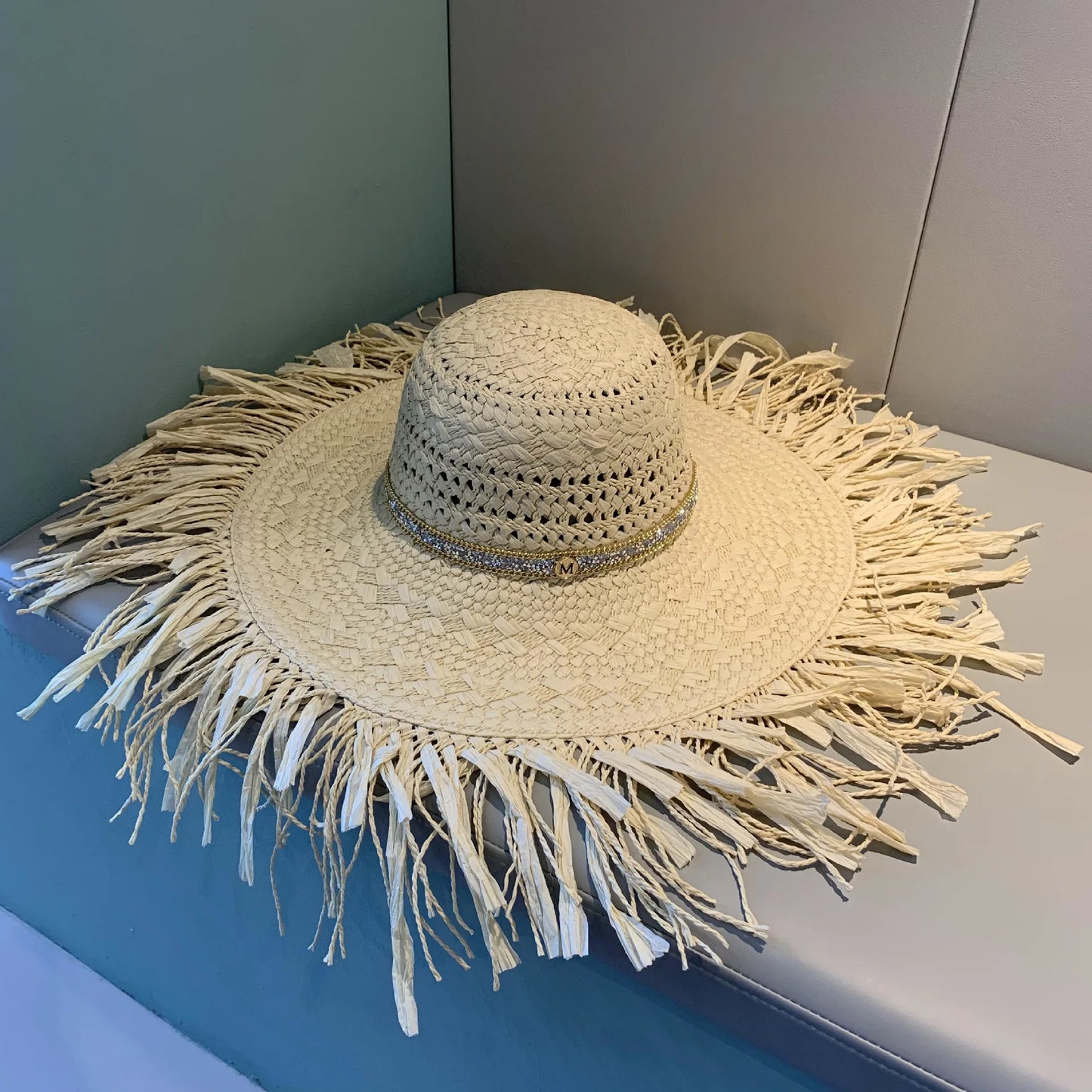 Women's Summer Raffia Hat, Wide Brimmed Sun Protection, Popping Colours