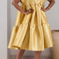 Plus-Size Women's Gold Satin Turn-Down Collar Casual Elegant Dress