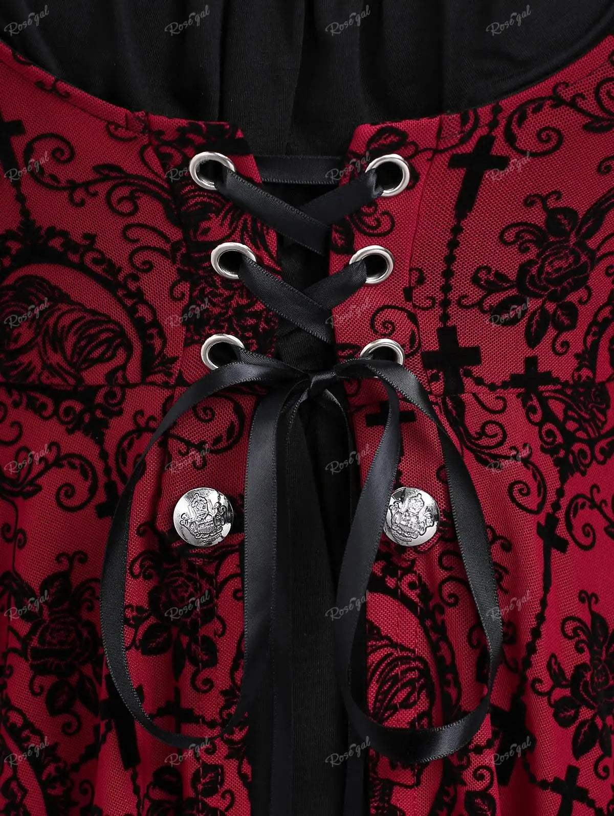 Gothic Bell Sleeves Organza Mesh Lace-Up Blouse, Plus Sizes