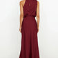 Vireous Summer Silk Satin Sleeveless Long Dress, Draped Bodice