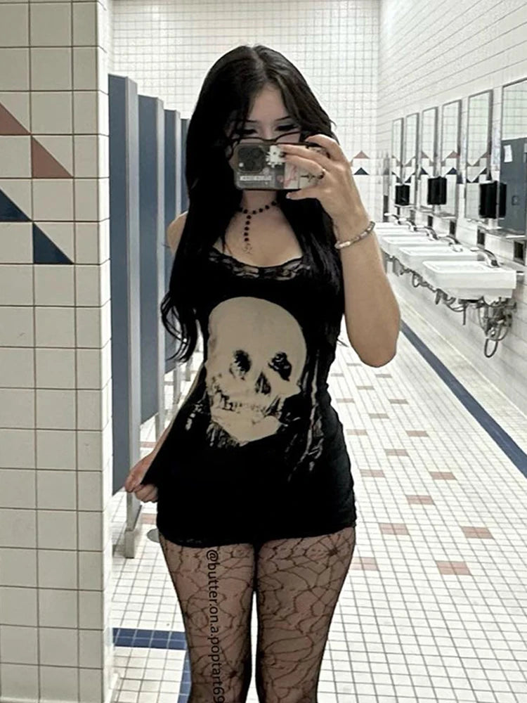 AltGoth Cyber Punk Goth Mini Dress in Black