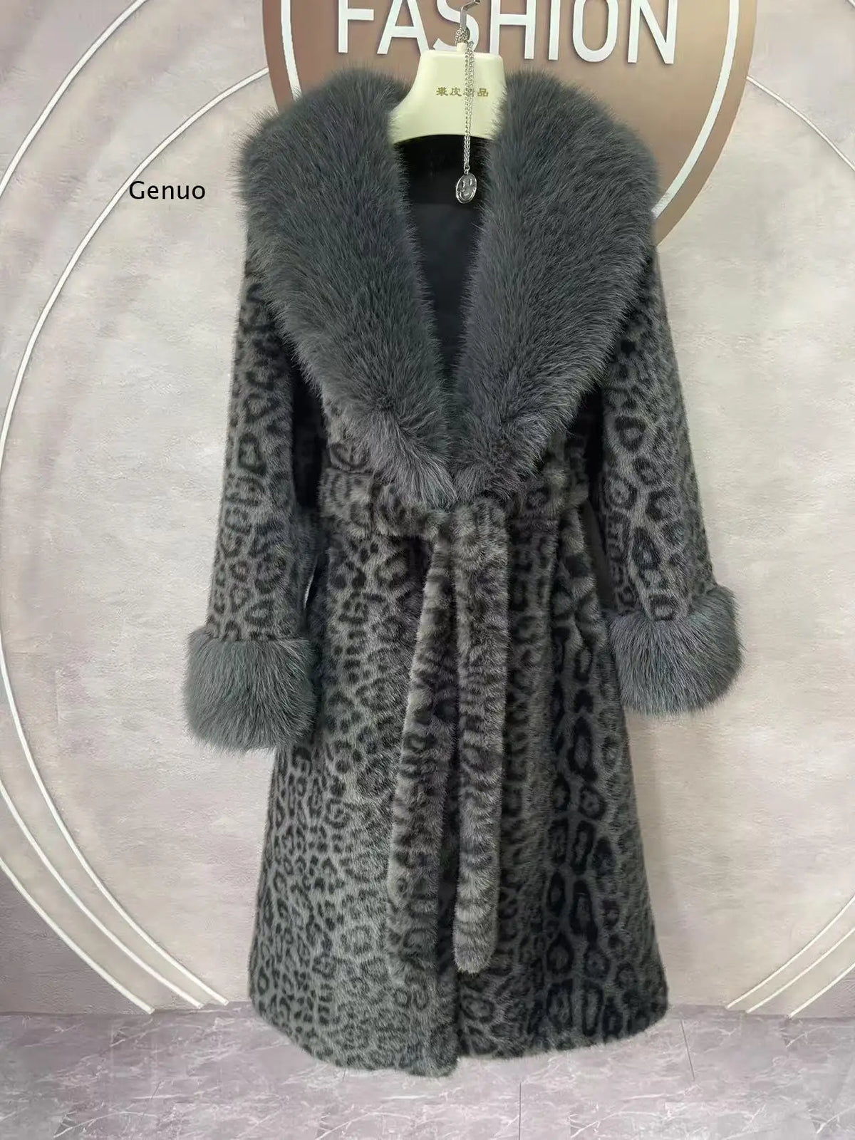 Women's Luxury Faux Mink Fur Coat with Contrast Collar, Multi Colours