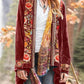 Bohemian Women's Velvet Autumn Floral Decor Cardigan Jacket