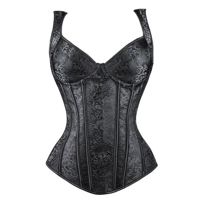 Goth Burlesque Eveningwear Corset, Body Shaper, Bustier, Jacquard Print, Plus Sizes