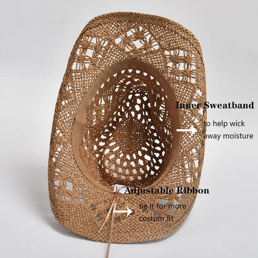 Women's Summer Hand Woven Straw Hat with Natural Shell Decoration