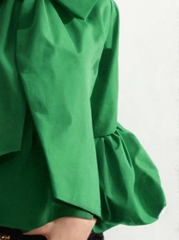 Vireous Bowknot High Collar Women's Tuxedo Shirt