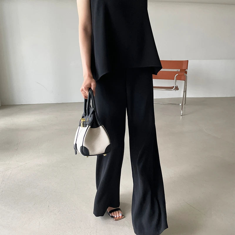 Vireous Simple Two-Piece Women's Summer Pants Suit
