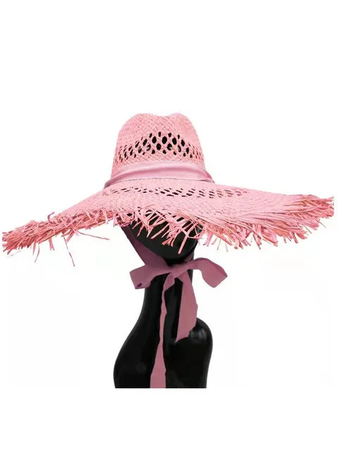 Women's Summer Raffia Hat, Wide Brimmed Sun Protection, Popping Colours