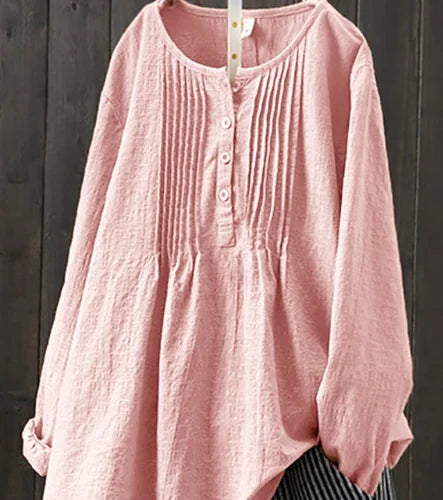 Women's Quaker Shirt, Chambray Top with Pin Tuck Front