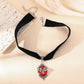 Dark Cross Gothic Vampire Cameo Pendant, Velvet Choker Necklace, Multi Designs