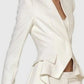 Women's Avant Garde Long Ruffle Tail White Blazer, Catwalk Collection
