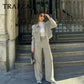 TRAFZA© Women's Pants Suit, Fashion Streetwear Wide-Leg Pants