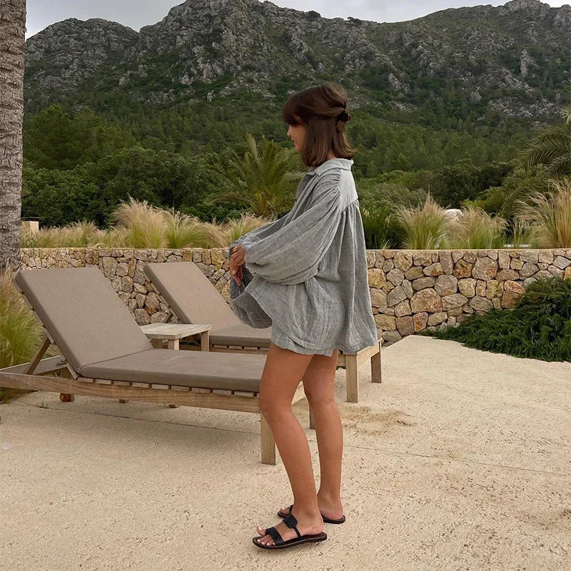 Cotton Linen Women's Two-Piece Summer Shorts Set, Plus Sizes