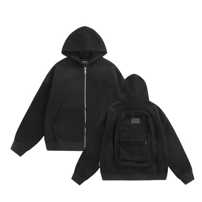 Unisex Travel Baggage Hoodie with Large Hidden Back Pocket