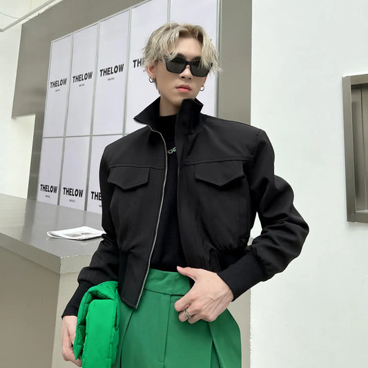 Men's Avant Garde Punk Bomber Jacket, High Collar