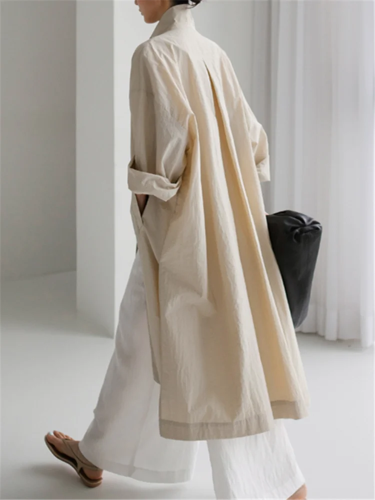 Vireous Cotton and Linen Women's Fashion Casual Loose Shirt Coat