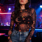 Sun and Moon Sheer Mesh Round-Neck Base Layer Shirt