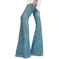 Vireous Women's Sparkling Sequin Slacks, Loose Mid-Waist Trousers