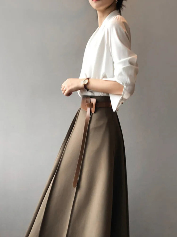 Vireous Everyday Casual Satin Cross-Collar Women's Shirt