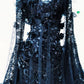 Dark Cross Romantic Goth Vintage Lace Evening Dress with Floral Appliques