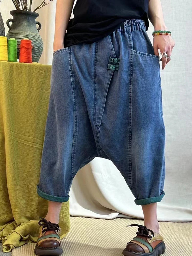 Women's Cropped Casual Baggy Denim Jeans