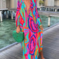 Summer Casual Fashion Print Loose Maxi Dress, Psychedelic Colours