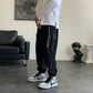 Goth Women's Cargo Pants, Joggers in Black, Techwear with Chain